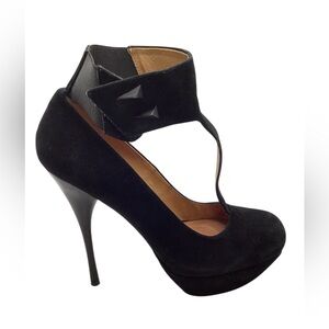 L.A.M.B by Gwen Stefani T strap heels. Size 7.5. Black suede